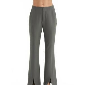 NEW CRESCENT noelle front slit flare pants in cool grey